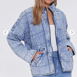 Forever 21 Acid Wash Quilted Denim Jacket